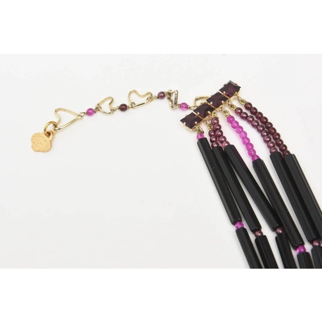 Vintage Yves Saint Laurent Glass 6 Strand Necklace, Purple and Black, 1970's For Sale In Miami - Image 6 of 10