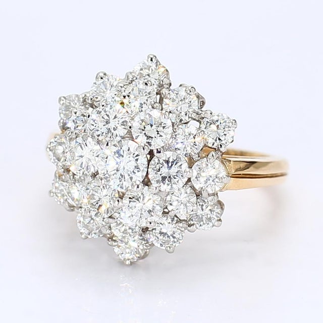 Mid 20th Century Oscar Heyman 18k Yellow & White Gold Diamond Cluster Cocktail Ring - Size 5.25 For Sale - Image 4 of 7