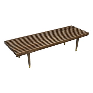 Mid-Century Slatted Walnut Bench / Coffee Table For Sale