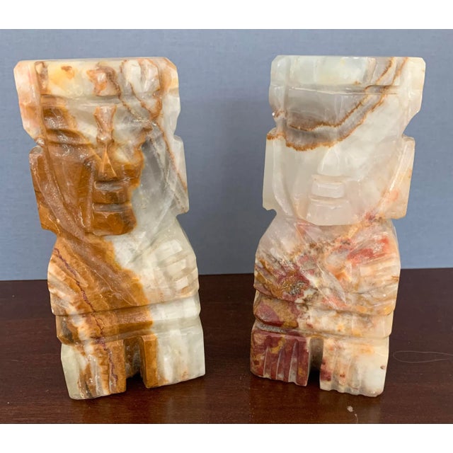 Off-white Mid-Century Boho Carved Onyx Stone Bookends For Sale - Image 8 of 8