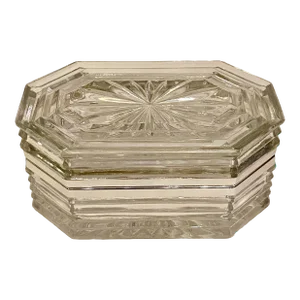Vintage Octagonal Hinged Crystal Glass Box