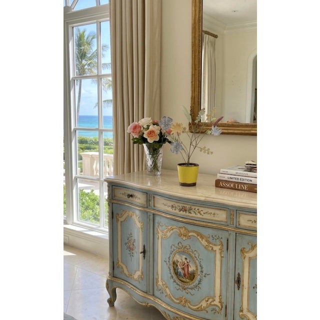 2000 - 2009 Vintage Italian Hand-Painted Toleware Wildflower Arrangement in Yellow Ceramic Pot For Sale - Image 5 of 11