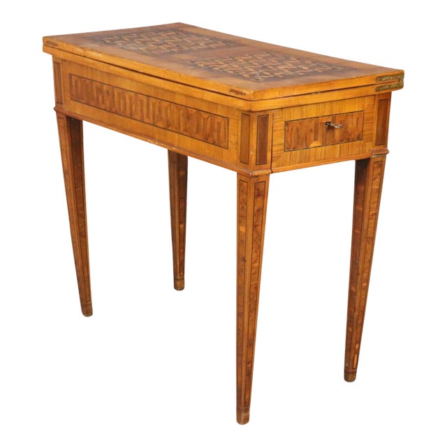 Rare Italian Inlaid 18th Century Olivewood and Rosewood Games Table Circa 1780 For Sale