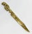Vintage letter opener made of solid brass featuring dragon handle with scroll etchings down blade. Natural patina. Knife...