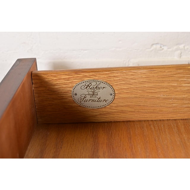 1980s Baker Furniture French Regency Louis XVI Carved Cherry and Burl Wood Sideboard or Bar Cabinet For Sale - Image 9 of 13