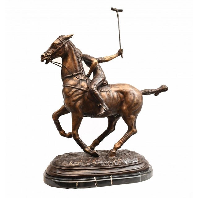Unknown, Polo Player Horse Jockey Statue, Bronze For Sale - Image 3 of 18