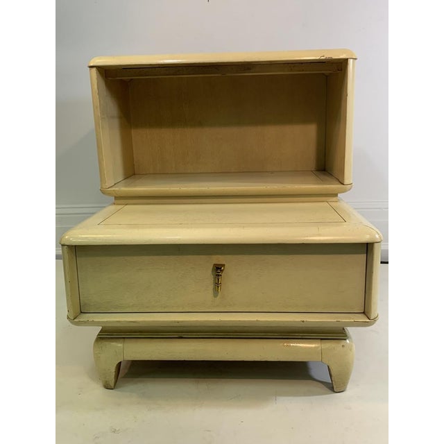 Mid Century Nightstand Designed By Kent Coffey In the 1950's-1960's Finished in Snowflake Mahogany In The Manner Of James...