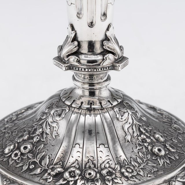 Antique 19th Century German Silver Candlesticks, Hanau, 1870s, Set of 2 For Sale - Image 12 of 18