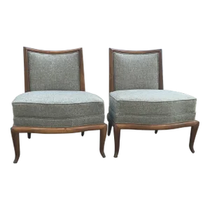 Mid Century Walnut Modern Slipper Lounge Chairs- a Pair