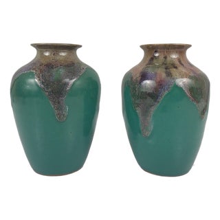 Vintage French Stoneware Vases, 1940s, Set of 2 For Sale