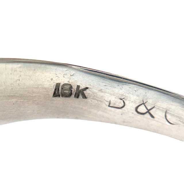 Mid 20th Century 18k White Gold Art Deco Diamond & Blue Sapphire Ring, Size 7.75 For Sale - Image 9 of 9