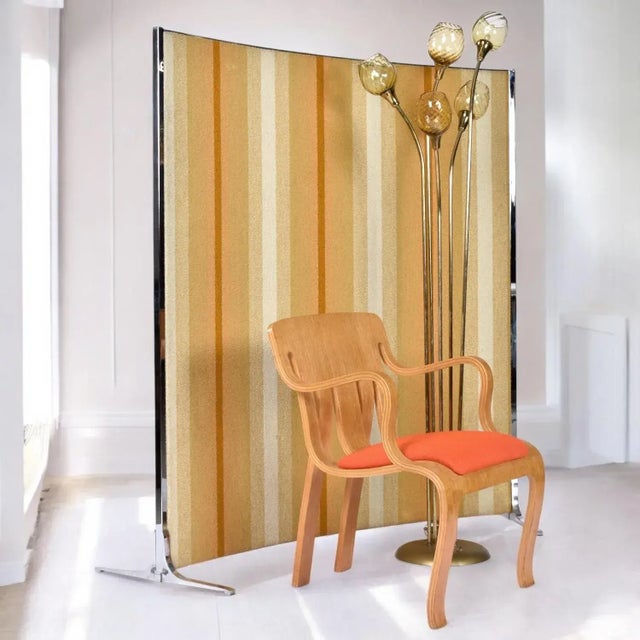 Exceptionally rare Mid-Century Modern era Knoll International room divider. The one-panel screen is upholstered on both...