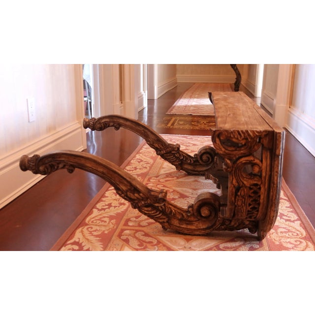 Wood French Polychrome Painted Finish Console Table For Sale - Image 7 of 9
