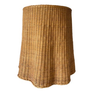 Draped Wicker Trompe L’oeil Skirt Side Table For Sale
