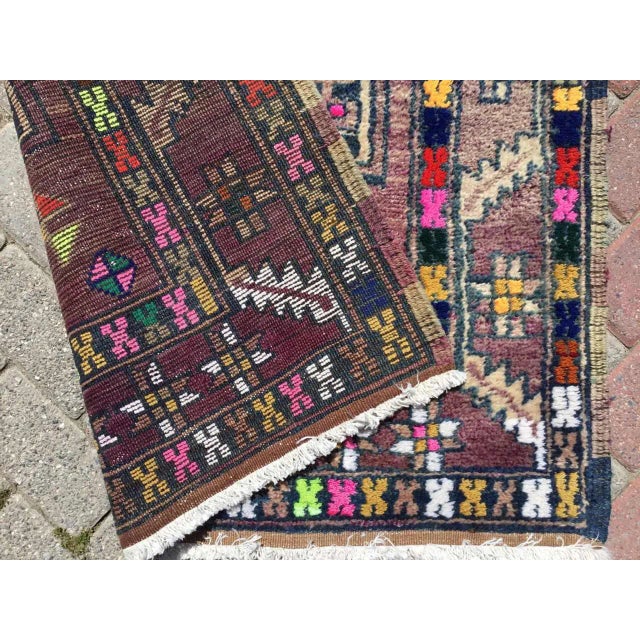 Light Pink Colorful Turkish Runner Rug - 39" X 110" For Sale - Image 8 of 9