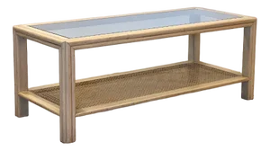 Coffee Table in Lacquered Wood and Vienna Straw by McGuire, 1970s