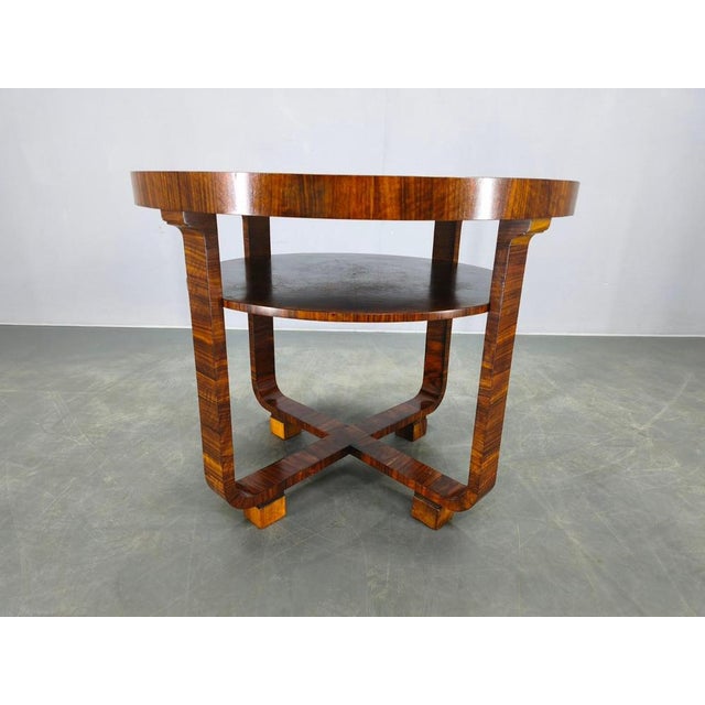 1930s Art Deco Walnut Veneer Coffee Table, Czechoslovakia, 1930s For Sale - Image 5 of 14