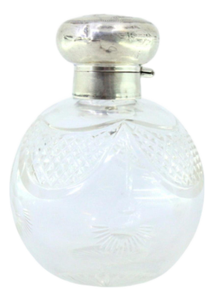Bottle in Cut Glass with Silver Lid with Reliefs