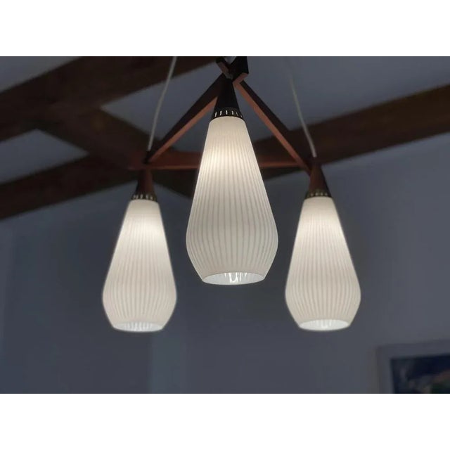 Mid-Century Danish Cascade Ceiling Lamp in Teak For Sale - Image 6 of 11