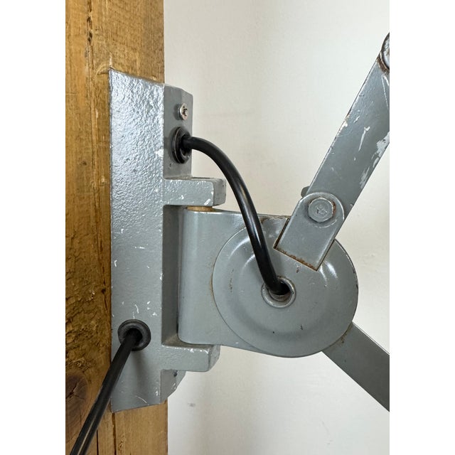 Industrial Grey Scissor Wall Lamp from Elektroinstala, 1960s For Sale - Image 14 of 18