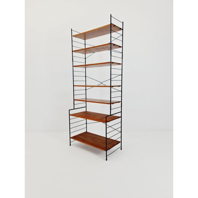 Vintage String Bookshelf in Walnut from WHB Germany, 1950s For Sale - Image 12 of 18