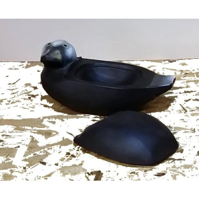 Vintage Painted Artisan Solid Wood Carved Duck Trinket Box For Sale - Image 4 of 6