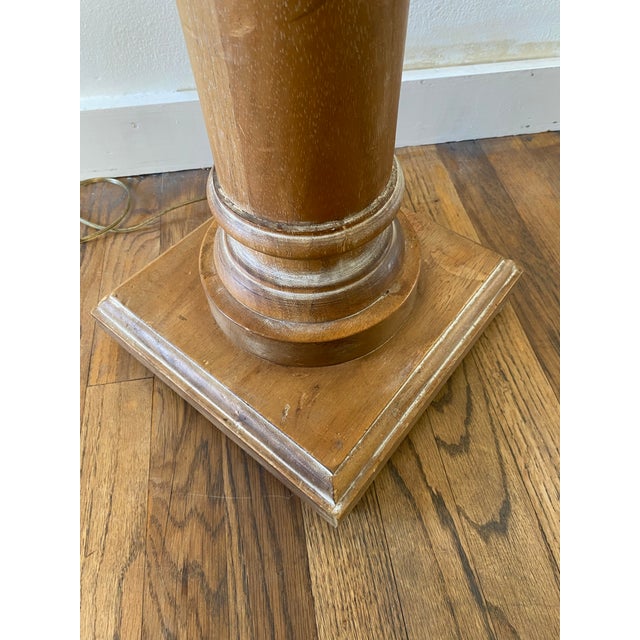 Wood Vintage Italian Wood Architectural Column Floor Lamp With Brass Finial For Sale - Image 7 of 11