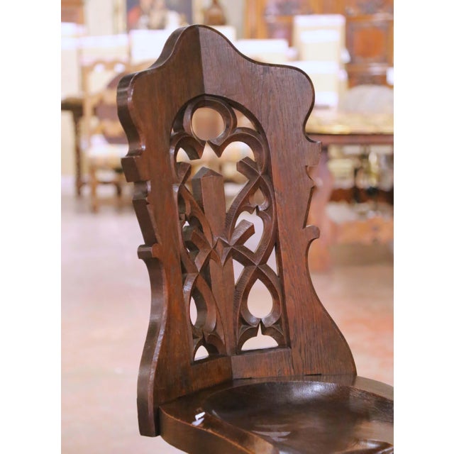 19th Century French Gothic Revival Oak Ecclesiastical Church Chair For Sale - Image 4 of 12