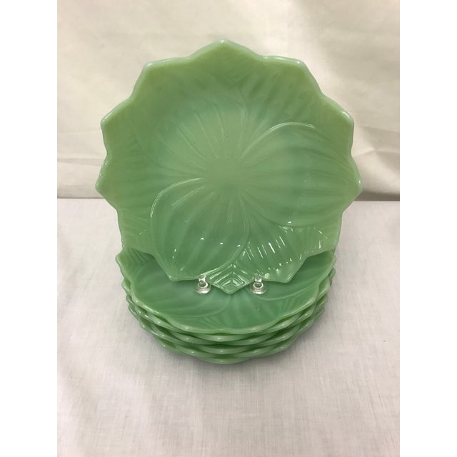 Mid 20th Century Jadeite Lotus Flower Plates Set of 7 Chairish