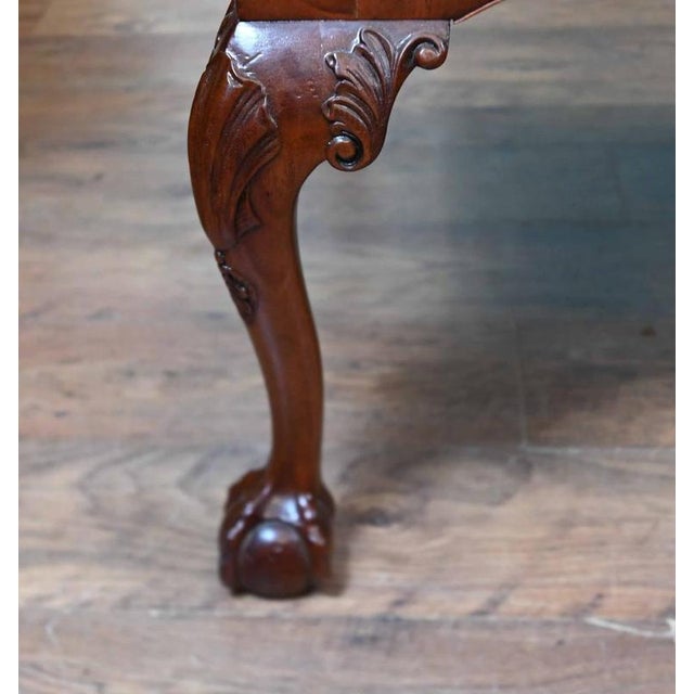 Tan Victorian Mahogany Chippendale Desk with Leather Top, 1890 For Sale - Image 8 of 9