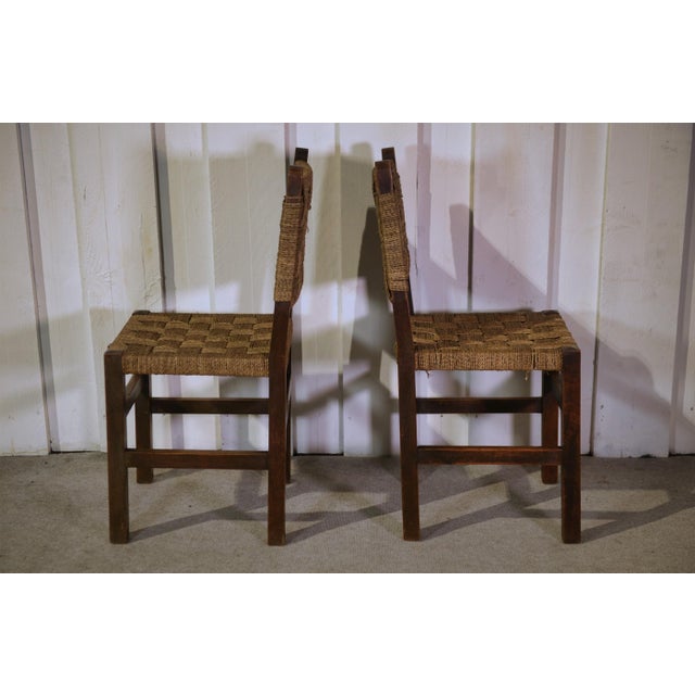 Brutalist Chairs with Braided Rope Seats, 1950s, Set of 2 For Sale - Image 4 of 13
