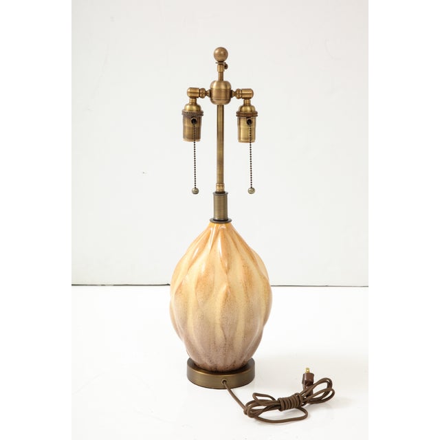 Metal Mid 20th Century Gourd Shaped Ceramic Lamp in the style of Axel Salto For Sale - Image 7 of 8