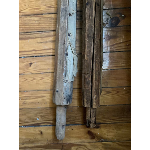 Antique Verdure Tapestries With Wooden Rods For Sale - Image 4 of 6