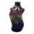 Mid-Century Modern Wavy Hand-Thrown Signed Studio Vase With Blue and Brown Drip Glaze For Sale