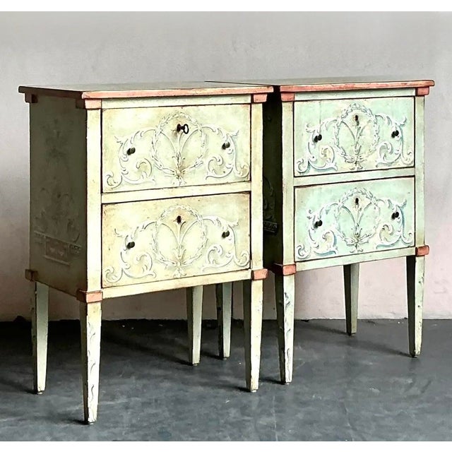 Vintage Italian Regency Hand Painted Nighstands - Set of 2 For Sale - Image 12 of 12