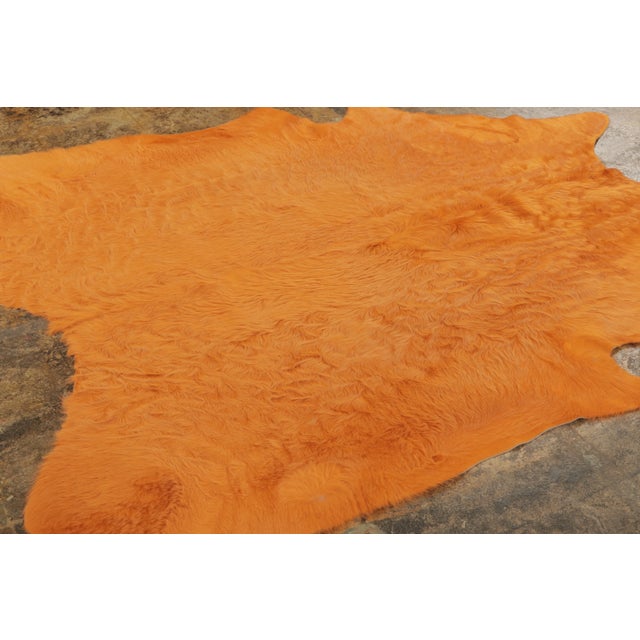 Animal Skin Rug & Kilim’s Contemporary Cowhide Solid Rug in Vibrant Orange Hues For Sale - Image 7 of 7