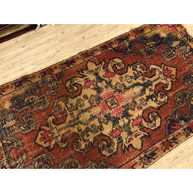 Handmade Vintage Tribal Wool Rug - 4′2″ × 7′1″ For Sale - Image 6 of 11