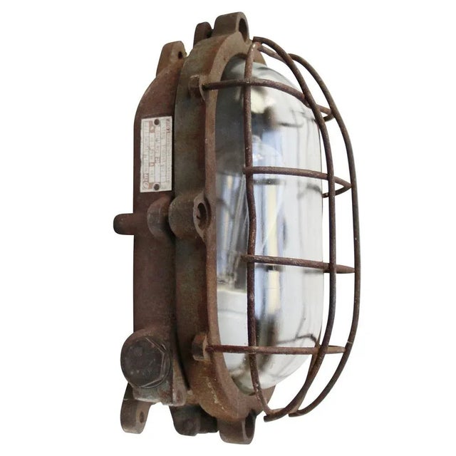 Sconce in Rust Cast Iron and Clear Glass For Sale - Image 5 of 5