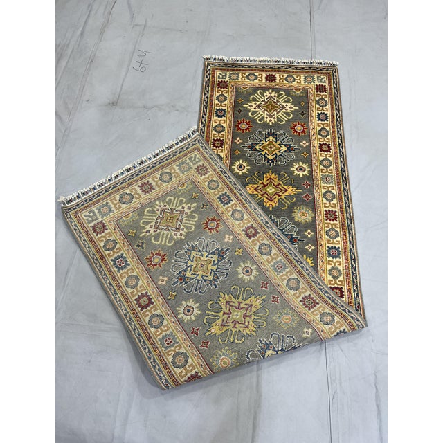 Charcoal Gray and Cream Kazak Wool Runner Rug With Tribal Motifs, 2'9" X 9'8" For Sale - Image 10 of 13
