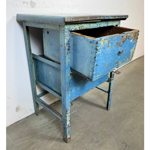 Industrial Blue Iron Chest of Drawers, 1950s For Sale - Image 17 of 18