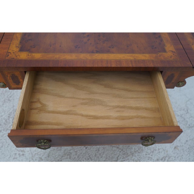 1990s John Widdicomb Burl Walnut Neoclassical Drop Leaf Table For Sale - Image 5 of 12