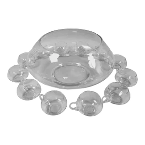 MCM Hand Blown Moderno Punch Bowl With 12 Cups