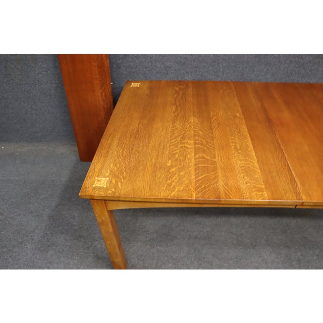 Stickley Harvey Ellis Mission Oak Extension Dining Table With Two Leaves For Sale - Image 10 of 13