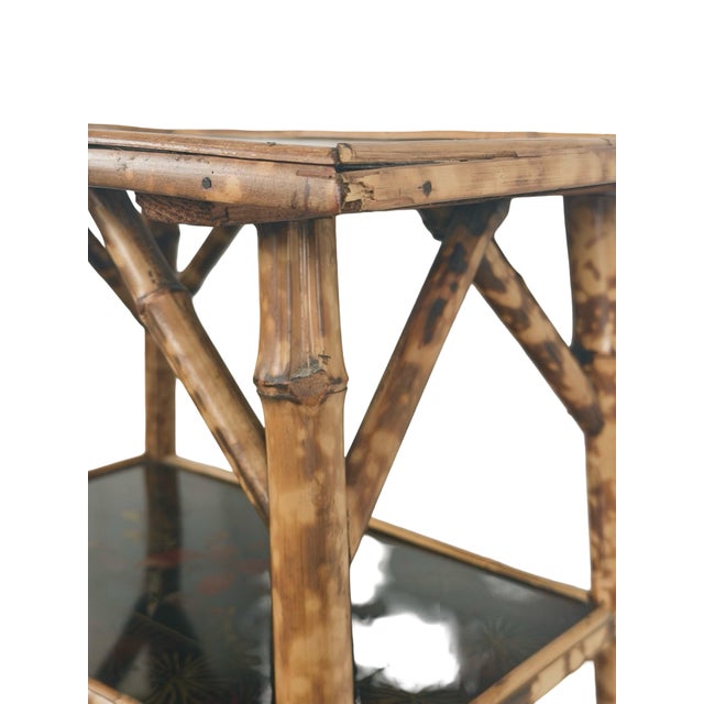 Antique Aesthetic Movement Tiger Bamboo Three-Tier Side Table For Sale - Image 10 of 12