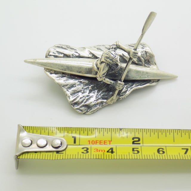 Vintage Italian Handmade Sterling Silver 925 Canoe Rower Figurine, 1970s For Sale - Image 13 of 14
