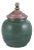 Ceramic Jar Glazed in Green Hues with a Brass and Bronze Lid, 1930s For Sale