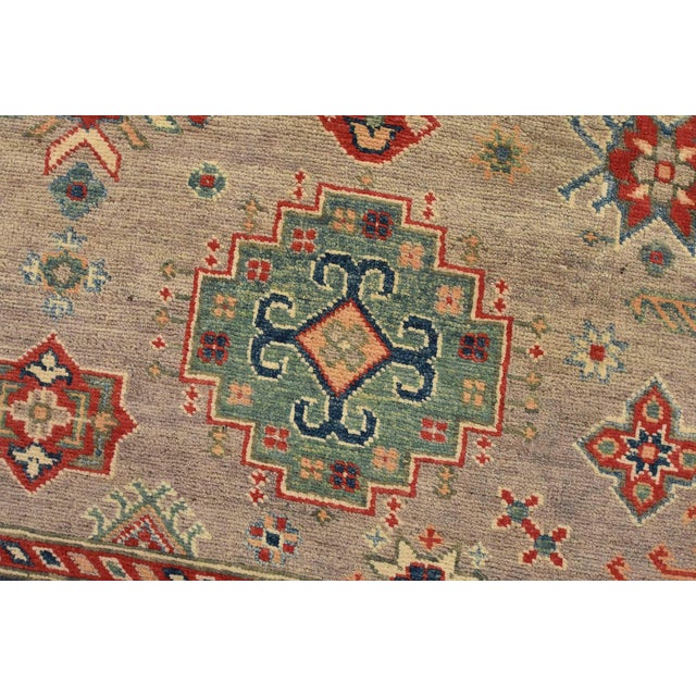 Kazak Rug 8’1” X 10’2” Gray Wool Tribal Hand-Knotted Oriental Carpet For Sale - Image 4 of 14
