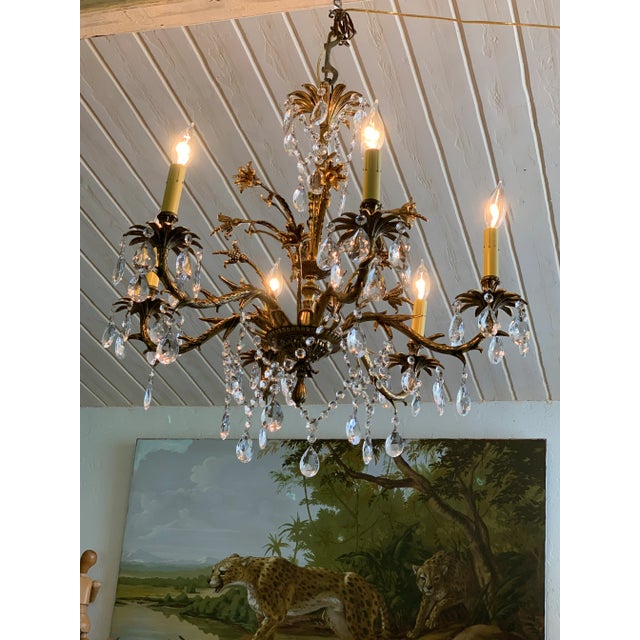 Rustic European Vintage Cast Brass Rustic European Chandelier For Sale - Image 3 of 12