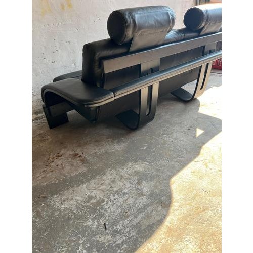 Nelo Kroken Sofa Set in Black Leather from Åke Fribytter, 1970s, Set of 4 For Sale - Image 10 of 15