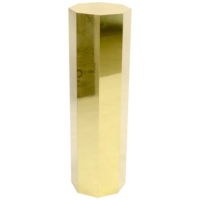 Brass Clad Octagon Shape Mid-Century Modern Pedestal For Sale - Image 6 of 6